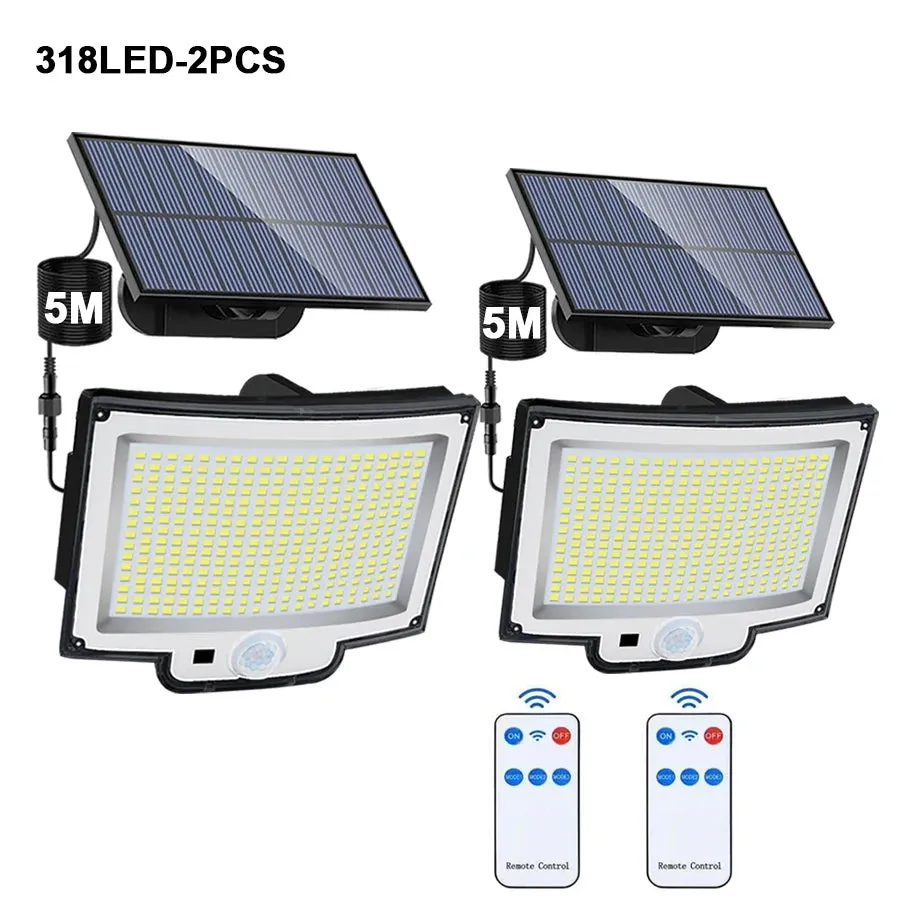 106/318 LED Solar Light Outdoor 328 LED Spotlights IP65 Waterproof Motion Sensor Human Solar Flood Security Lights 3 Modes