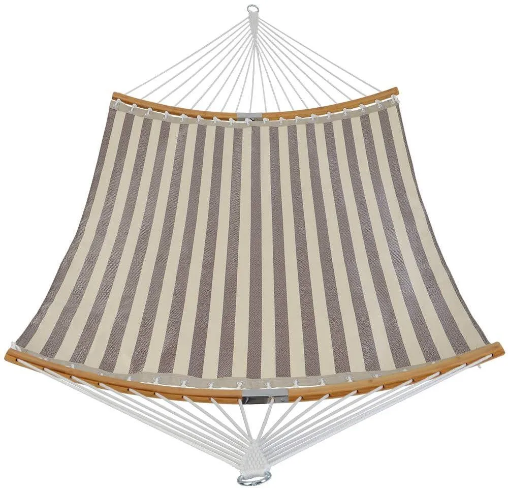 13.5FT Quick Dry Hammock Curved Bamboo Spreader Bar Double Rope Hammock for 2