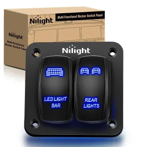 2Gang Led Light Bar and Rear Lights 5Pin ON/Off Rocker Switch Panel Blue