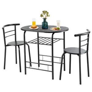 3 Pieces Compact Dining Set with Storage Shelf for Kitchen Bars