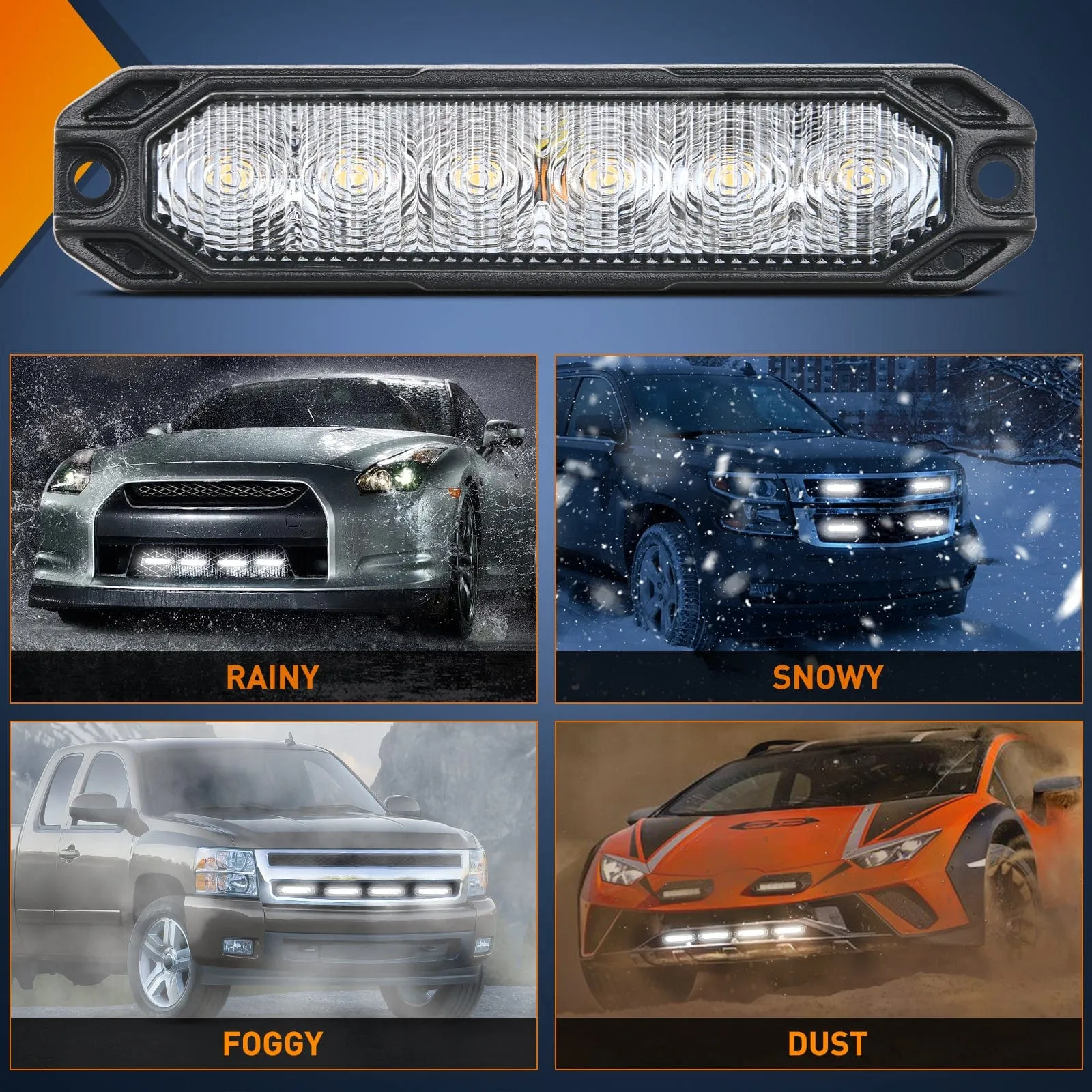 4PCS 6 LED White Emergency Warning Strobe Lights