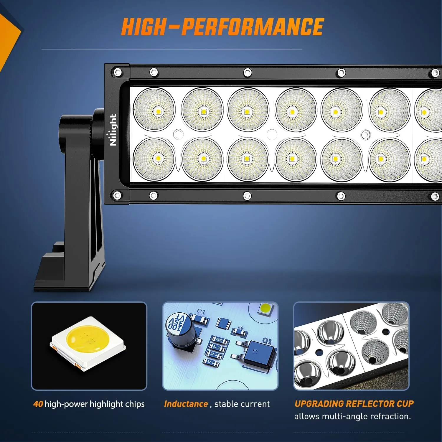 52 Inch 300W Double Row Spot Flood LED Light Bar | 14AWG Wire 5Pin Switch