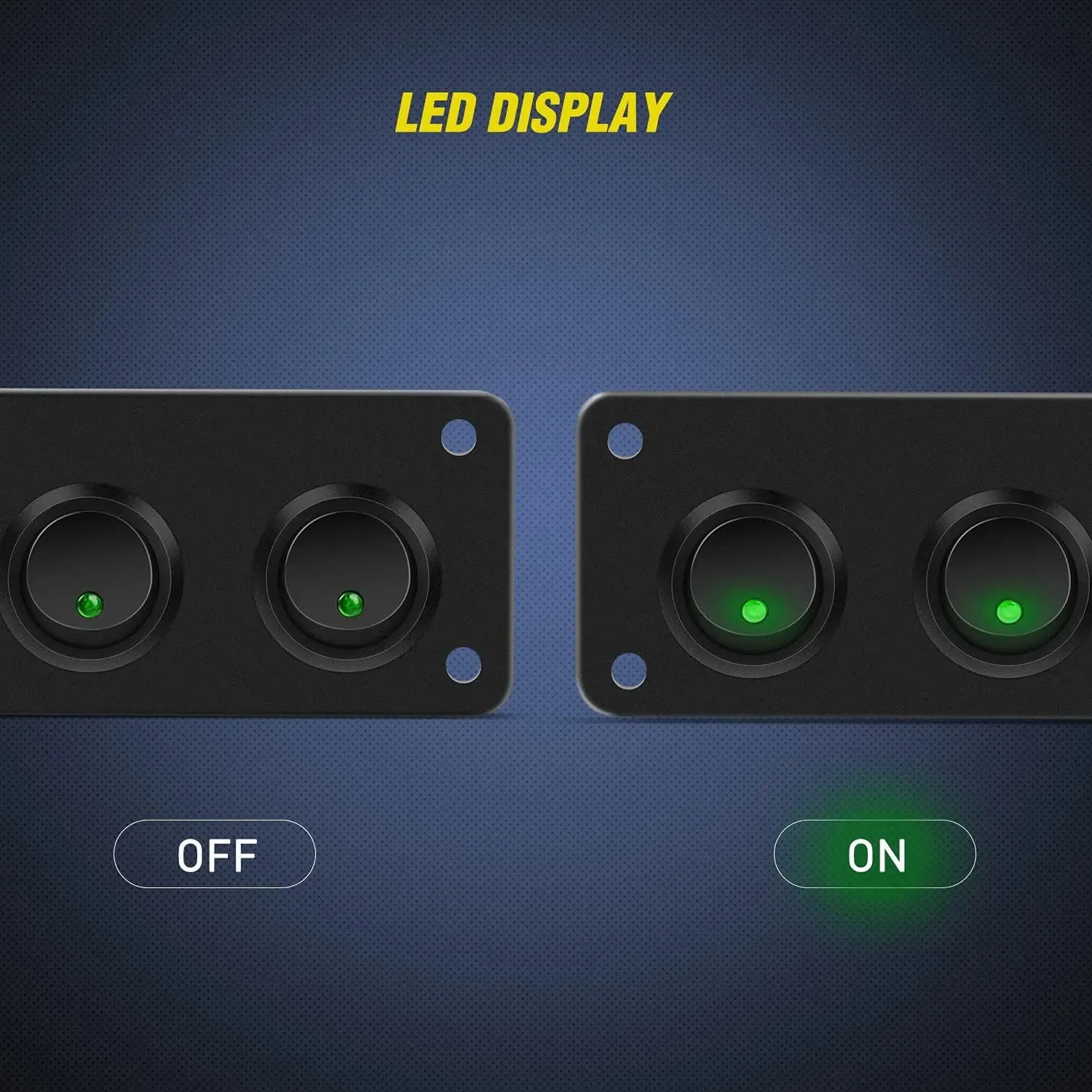 5Gang 3Pin Green Rocker Switch Panel