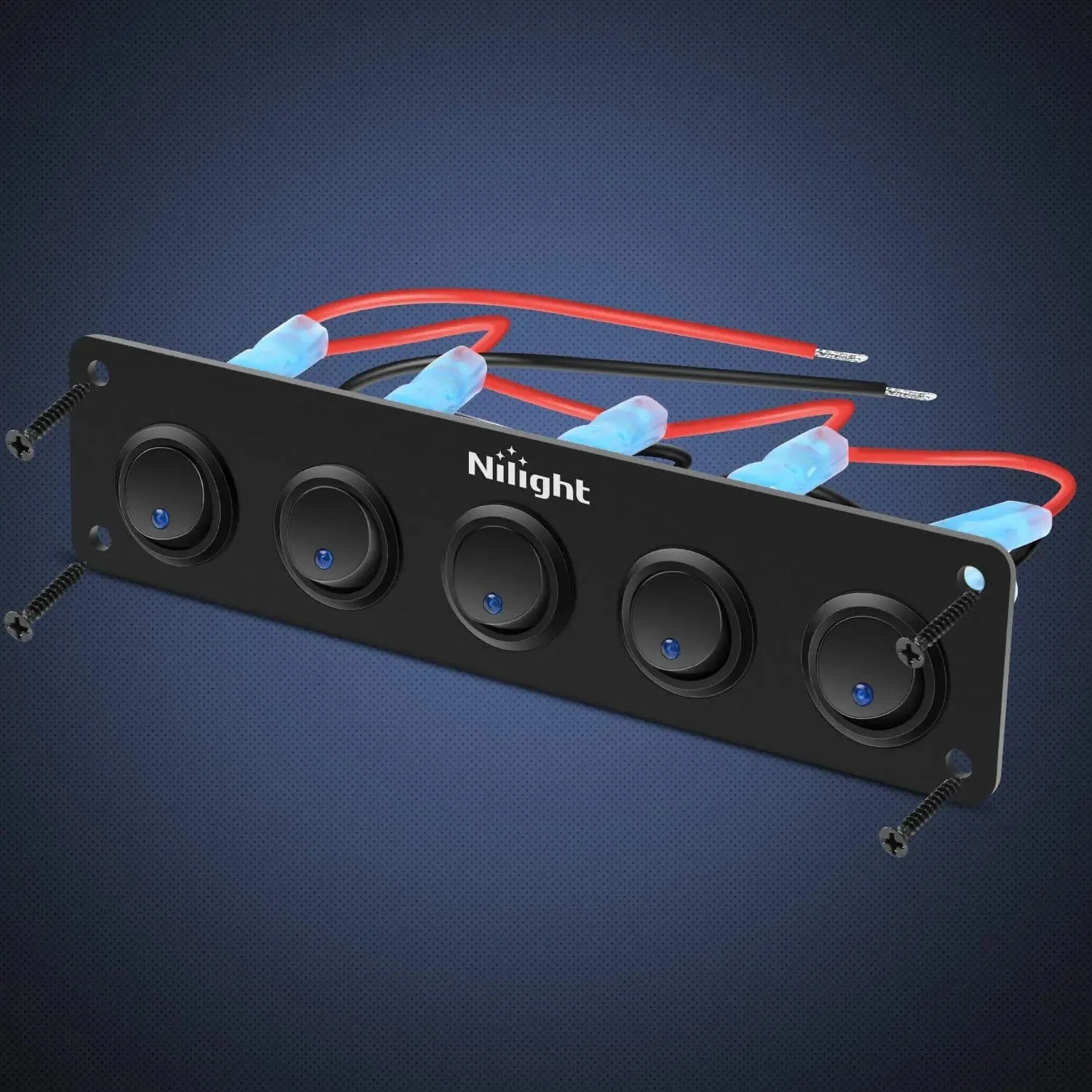 5Gang 3Pin Rocker Switch Panel Blue
