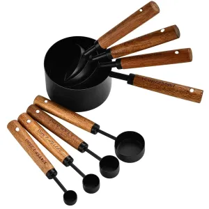 8 Piece Stainless Steel Measuring Set With Wooden Handles