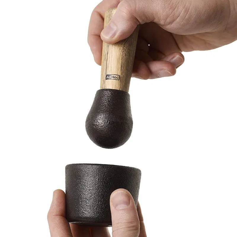 Adhoc CAMO Pestle & Mortar 7 Cast Iron/Acacia Wood