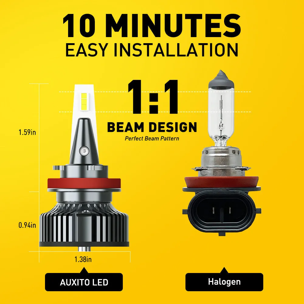 AUXITO 9005 HB3 High Beam and H11 Low Beam LED Bulbs Combo Kit, 400% Times Brighter, 6500K White
