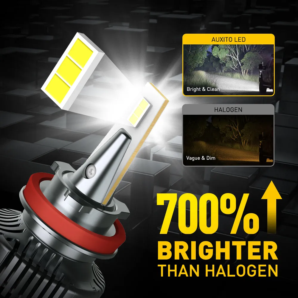 AUXITO 9005 HB3 High Beam and H11 Low Beam LED Bulbs Combo Kit, 400% Times Brighter, 6500K White