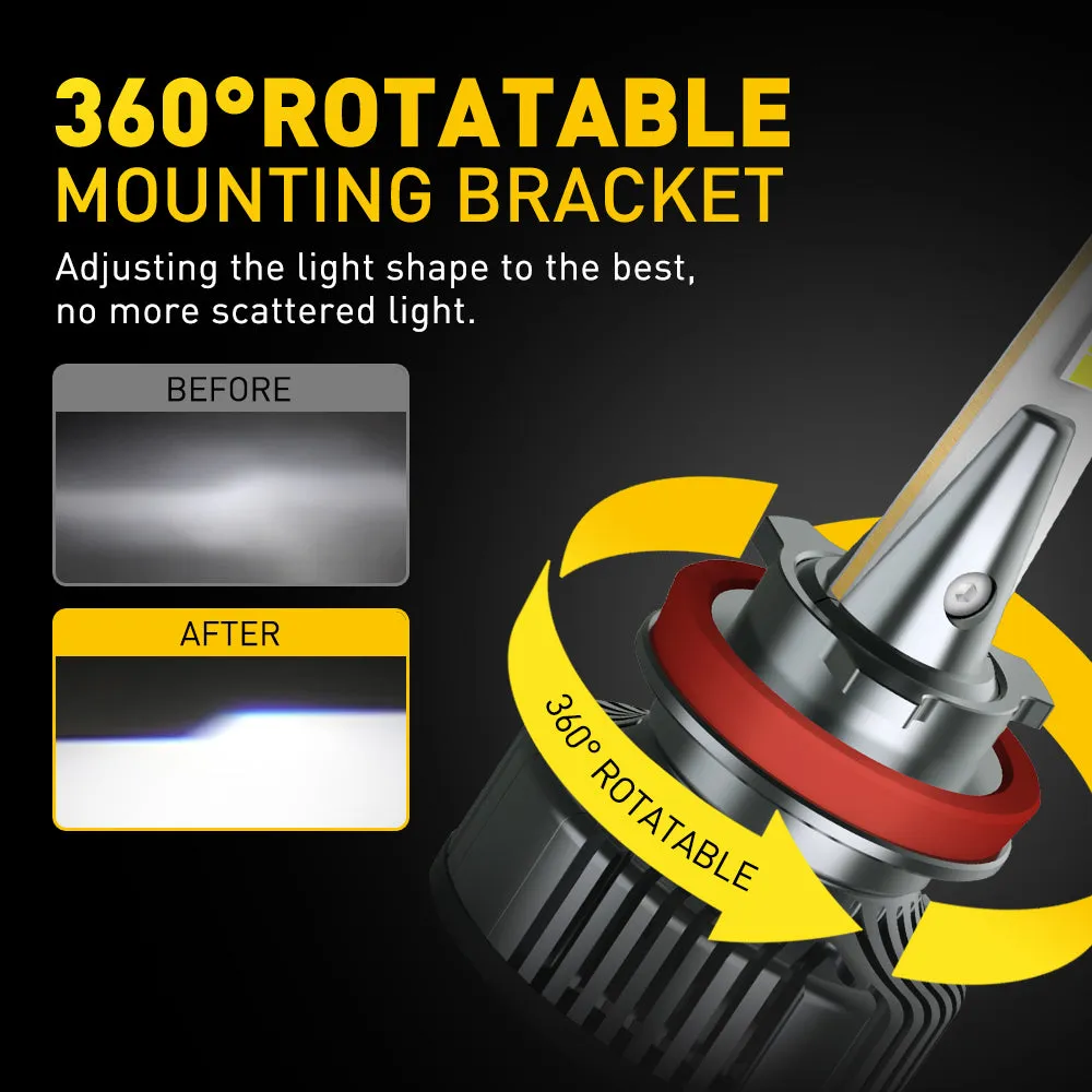AUXITO 9005 HB3 High Beam and H11 Low Beam LED Bulbs Combo Kit, 400% Times Brighter, 6500K White