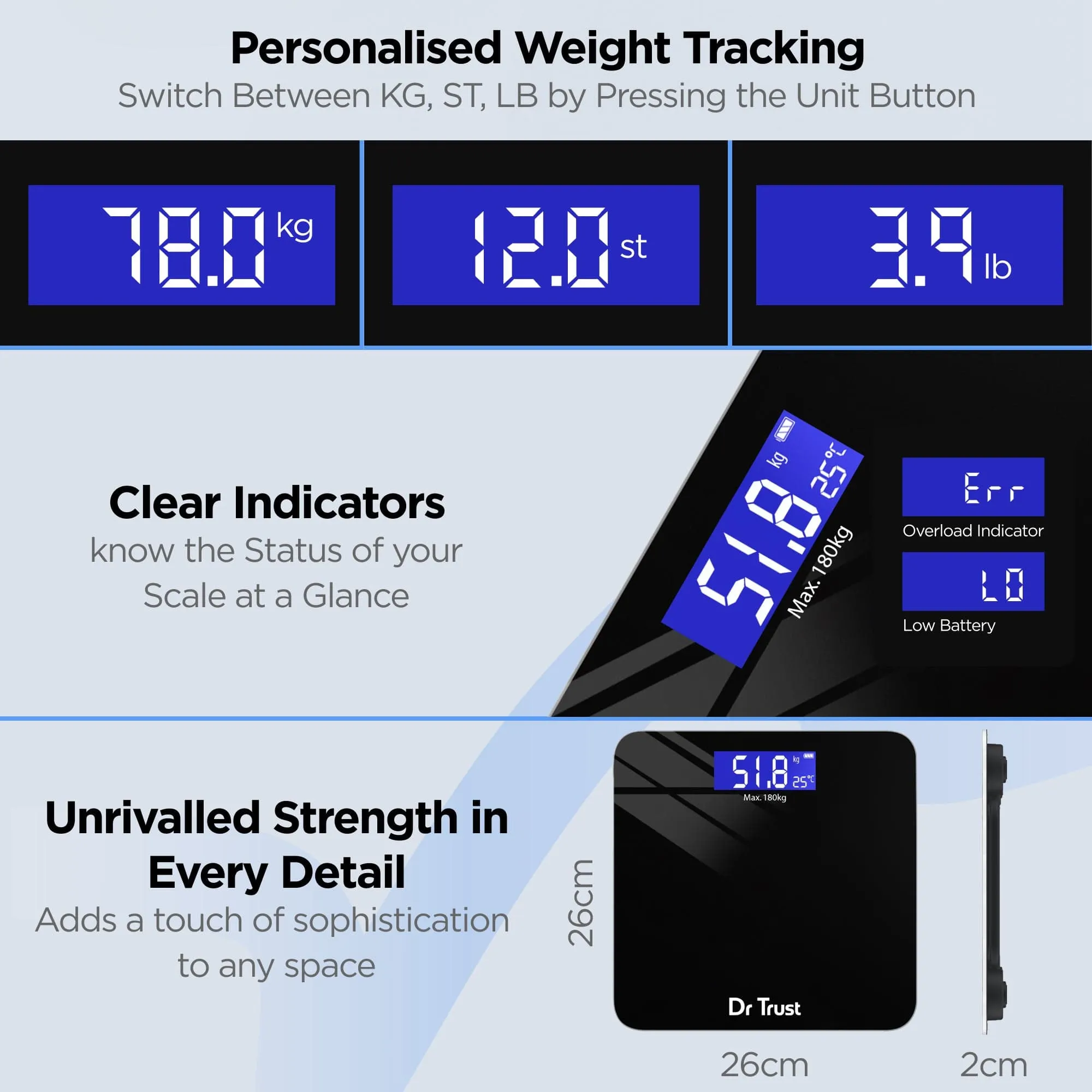 Dr Trust USA Zen Rechargeable Digital Personal Scale Weighing Machine 503