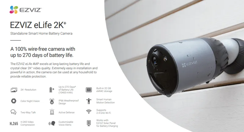 EZVIZ BC1C 4MP 2K SMART HOME BATTERY CAMERA