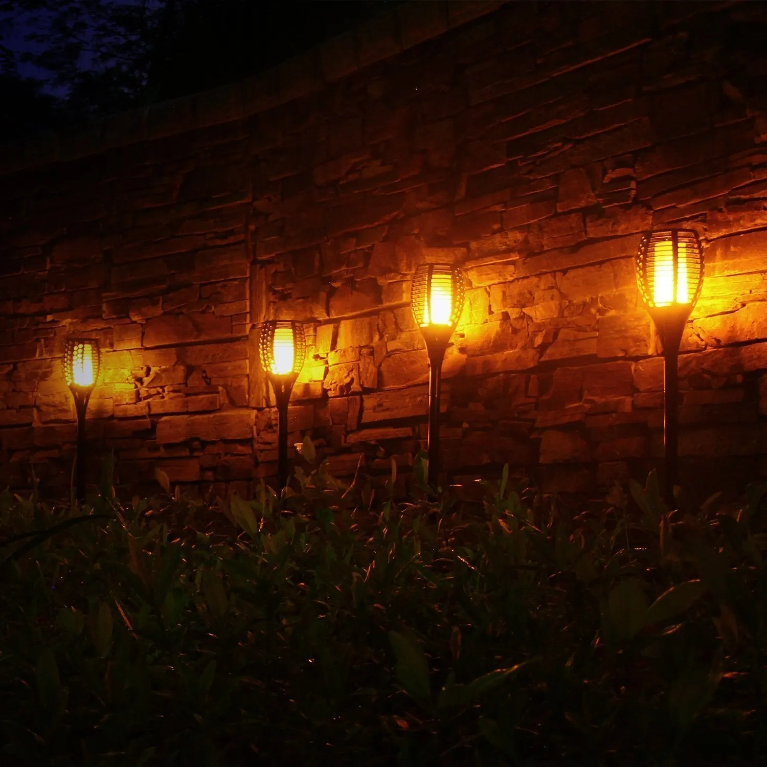 LED Solar Path Torch Light Dancing Flame