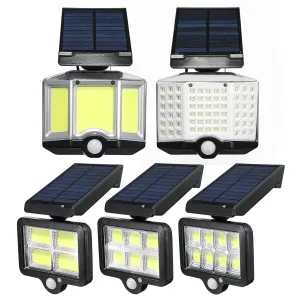 LED Solar Power PIR Motion Sensor Wall Light - 3 Modes, Waterproof, Outdoor Garden Lamp, 66LED/66COB/120COB/128COB/140COB