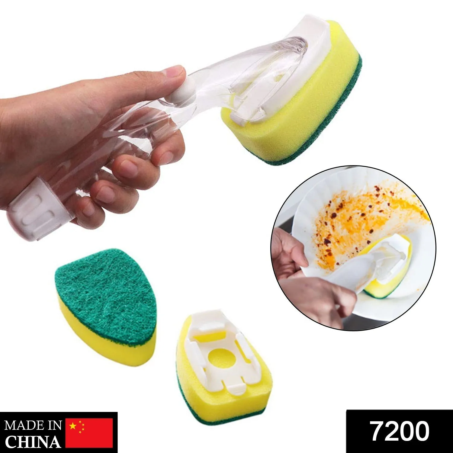 Liquid dispensing Scrub widely used for washing and cleaning utensils and all kitchen stuff to make them again clean and shiny.