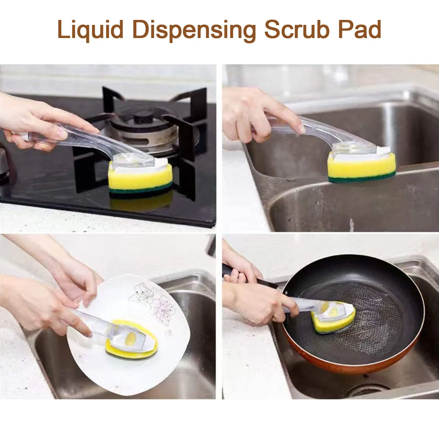 Liquid dispensing Scrub widely used for washing and cleaning utensils and all kitchen stuff to make them again clean and shiny.