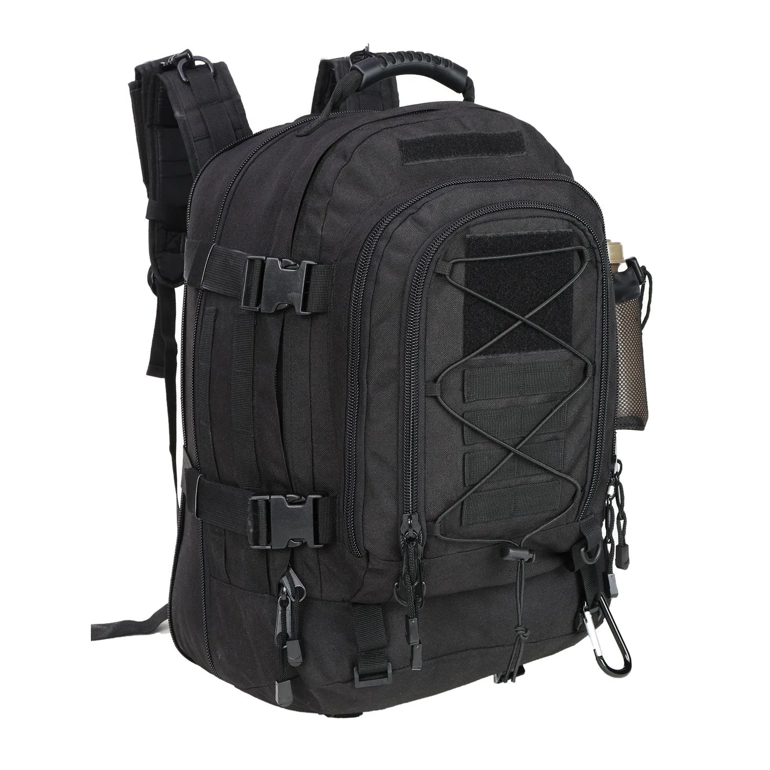 Military Expandable Travel Backpack Tactical Waterproof Work Backpack for Men(BLACK)