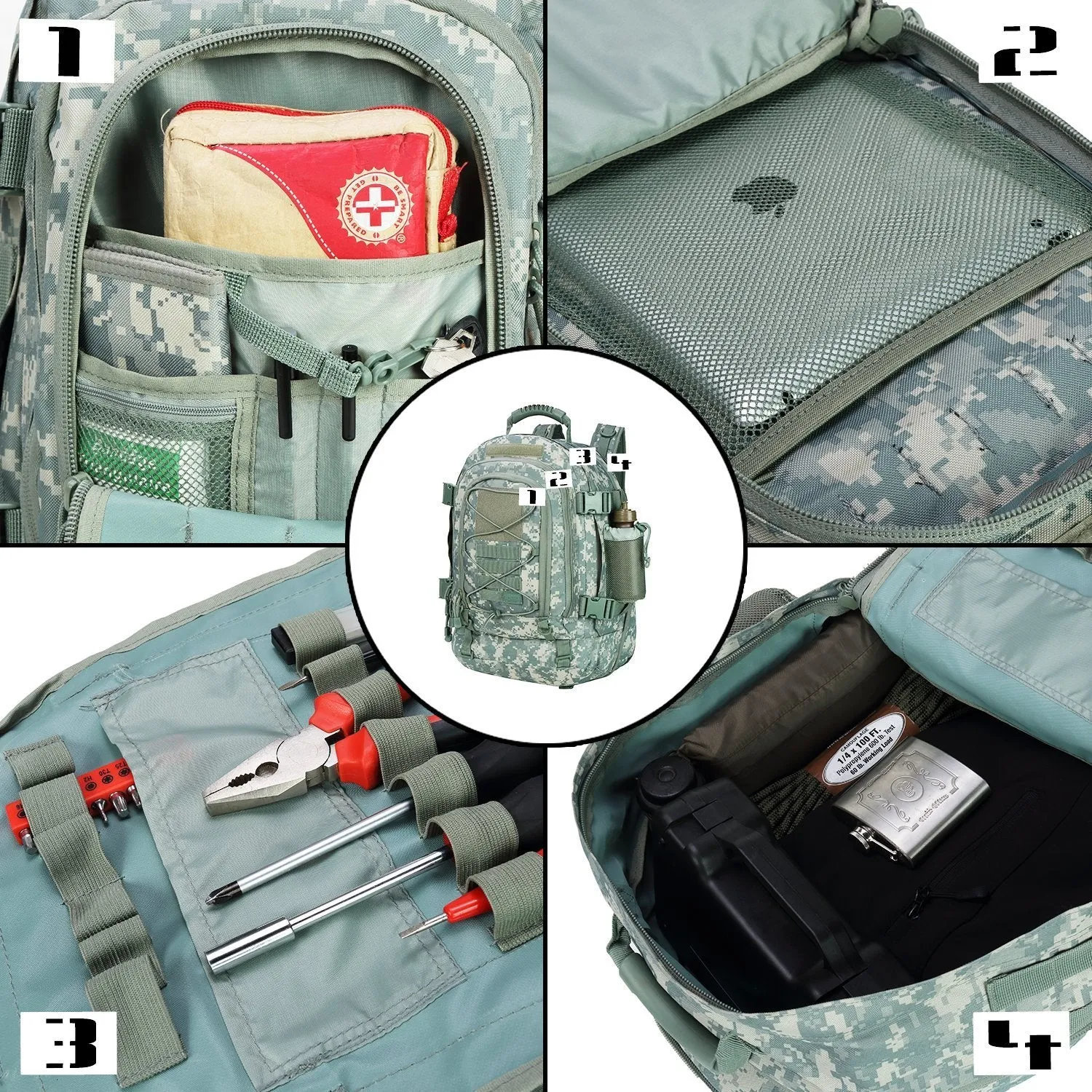 Military Tactical Backpack,Army Molle Assault Rucksack, Travel by ARMYCAMOUSA