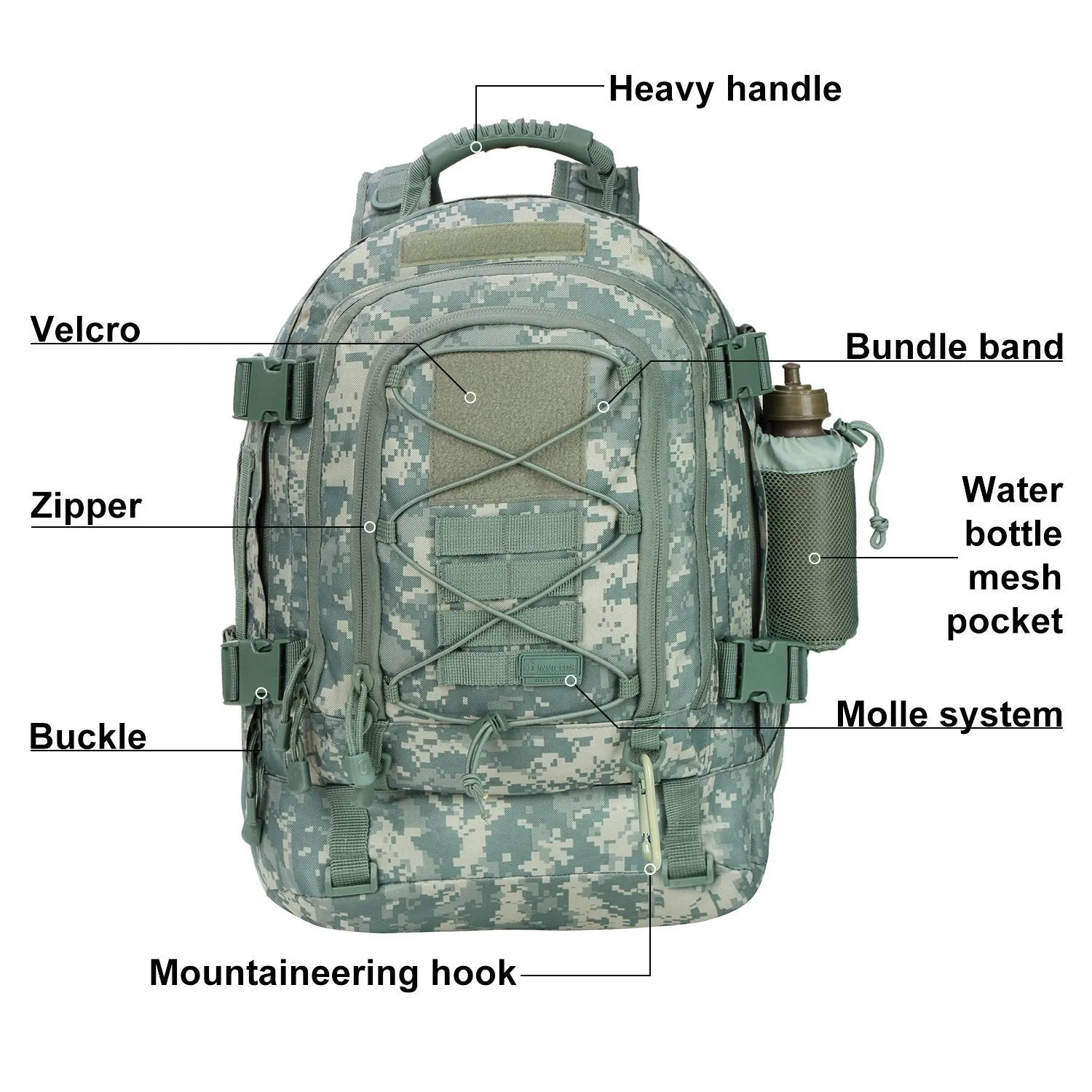 Military Tactical Backpack,Army Molle Assault Rucksack, Travel by ARMYCAMOUSA