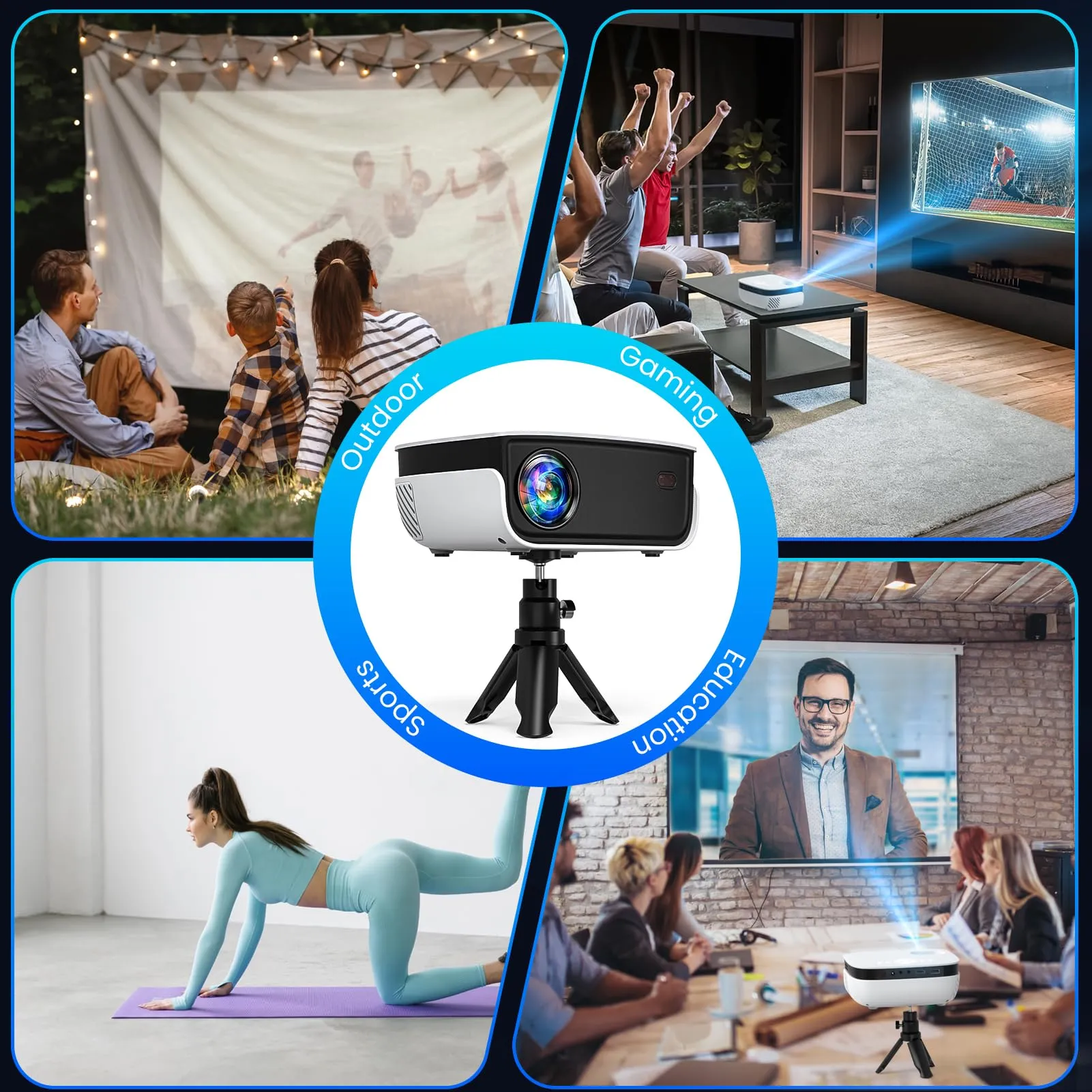Mini Projector for Home Theater, 1080P.