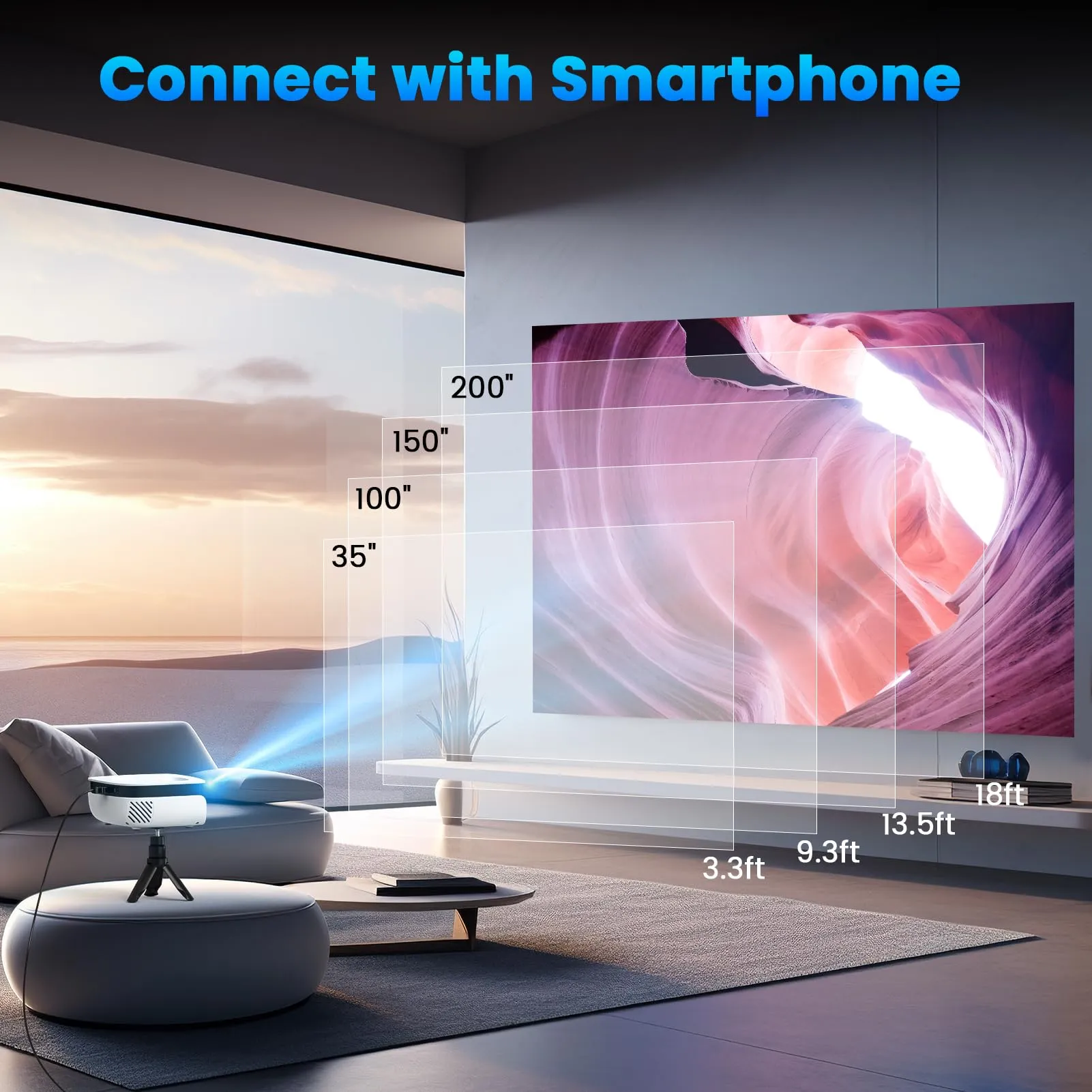 Mini Projector for Home Theater, 1080P.