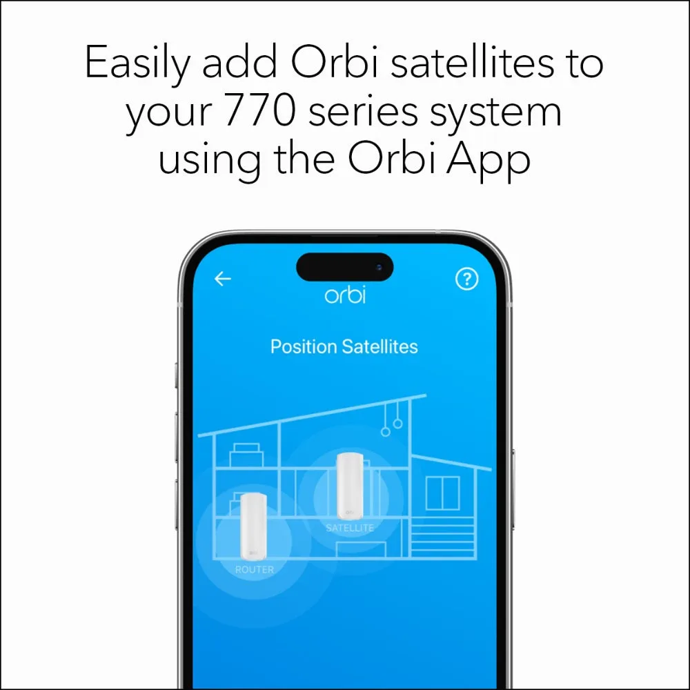 NETGEAR Orbi 770 Series Tri-Band WiFi 7 Mesh Add-on Satellite (RBE770)  Works with Orbi RBE772 and RBE773  Adds Coverage up to 2,750 sq. ft. - BE11000 802.11be (up to 11Gbps)