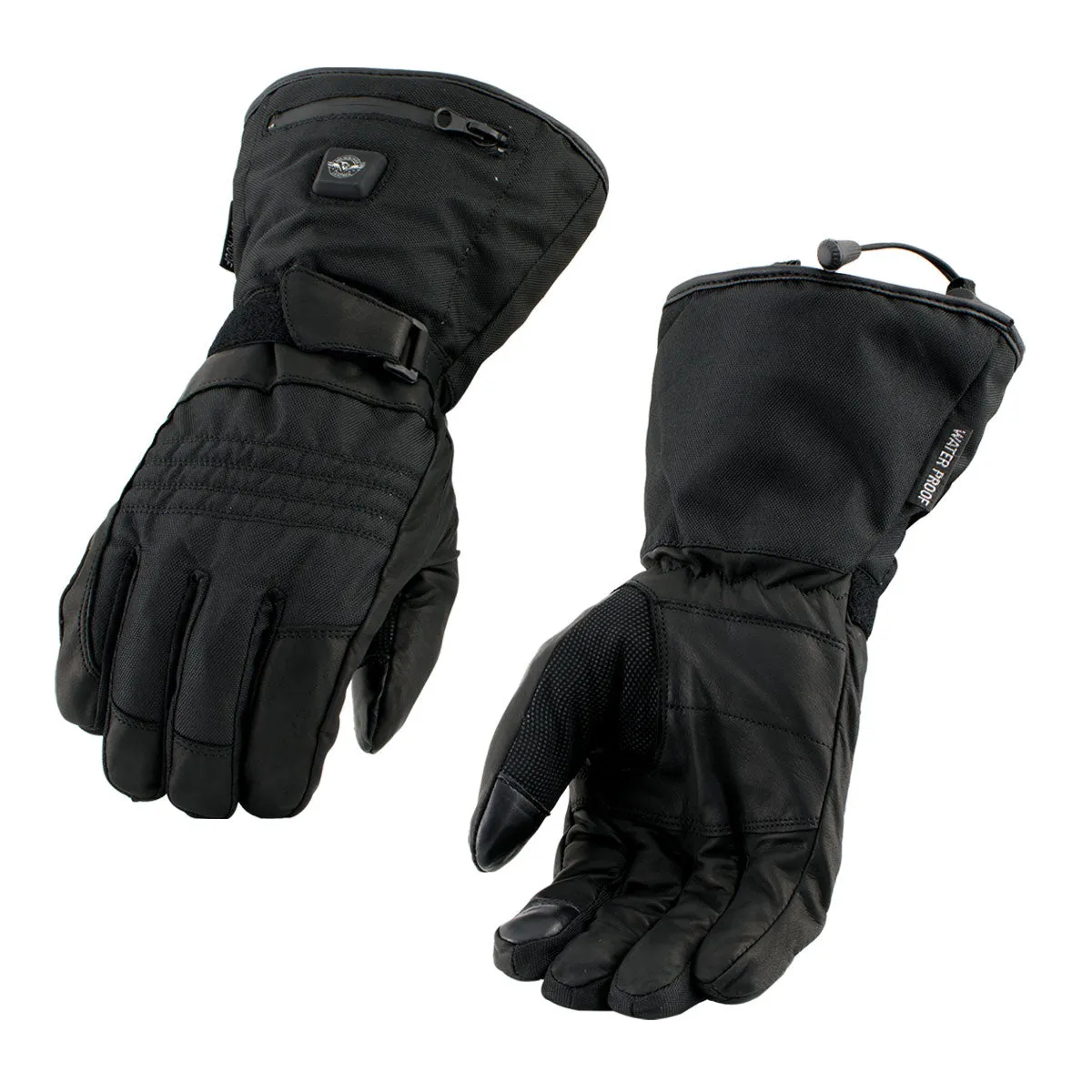 Nexgen Heat NXG17501SET Mens Heated Gloves for Winter Black Leather and Textile Motorcycle Glove w/Battery and Harness Wire