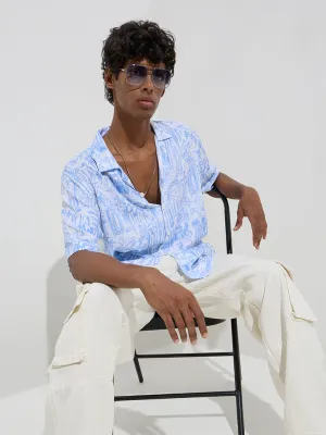 Nuon Blue Tropical-Inspired Relaxed-Fit Shirt