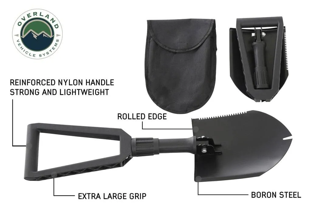 Overland Vehicle Systems Multi Functional Military Style Utility Shovel with Nylon Carrying Case | Universal