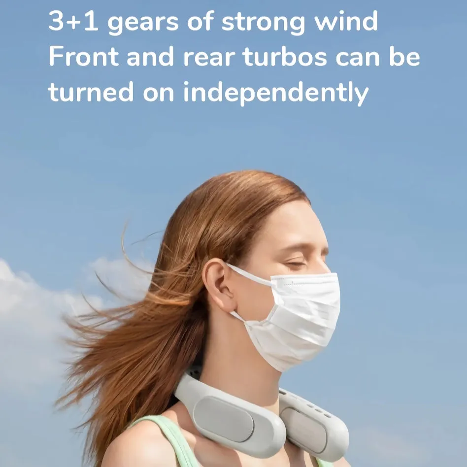 Portable Rechargeable 4-Speed Bladeless Neck Fan with Metal Brace