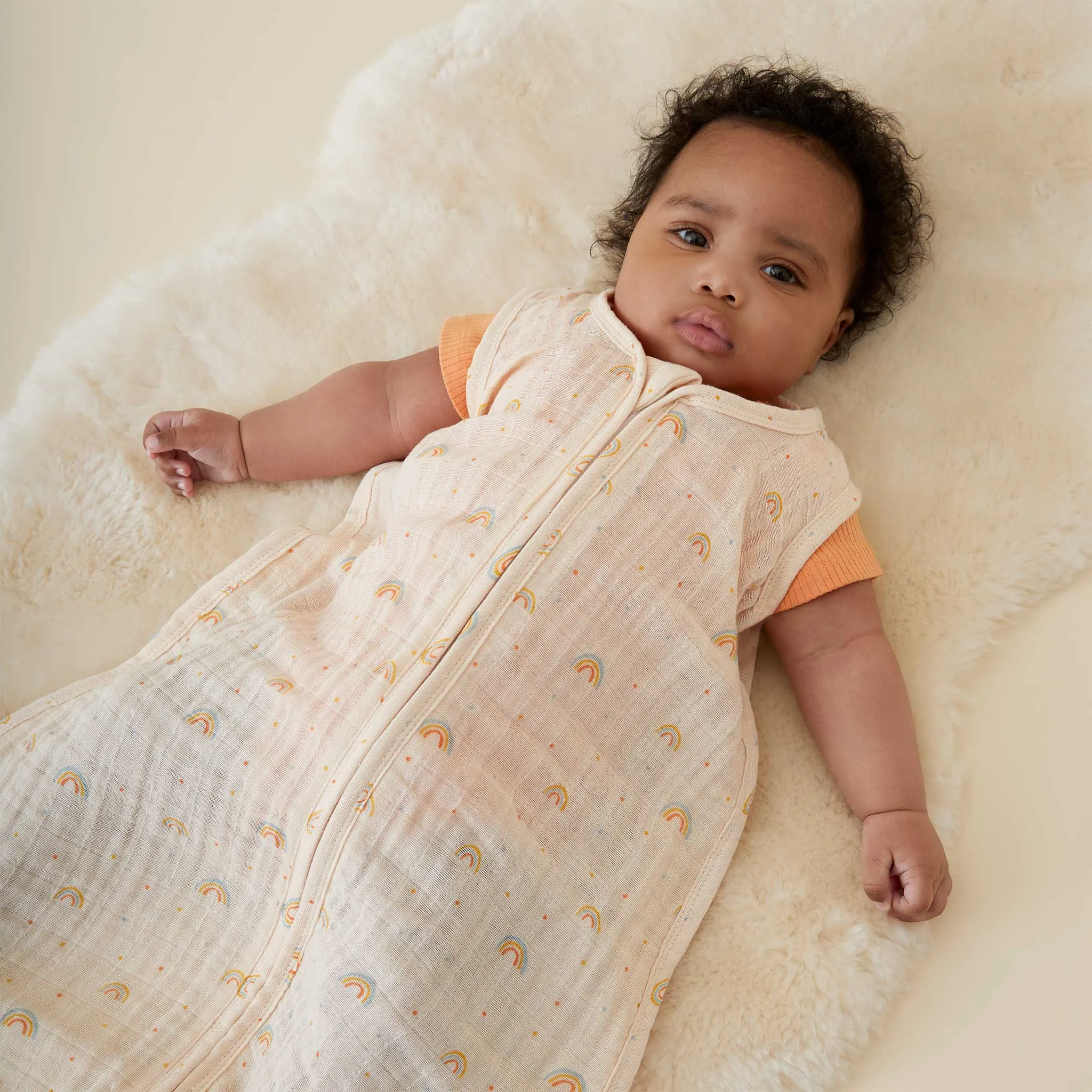 Rainbow Print Muslin Front Opening Sleeping Bag 0.5 TOG