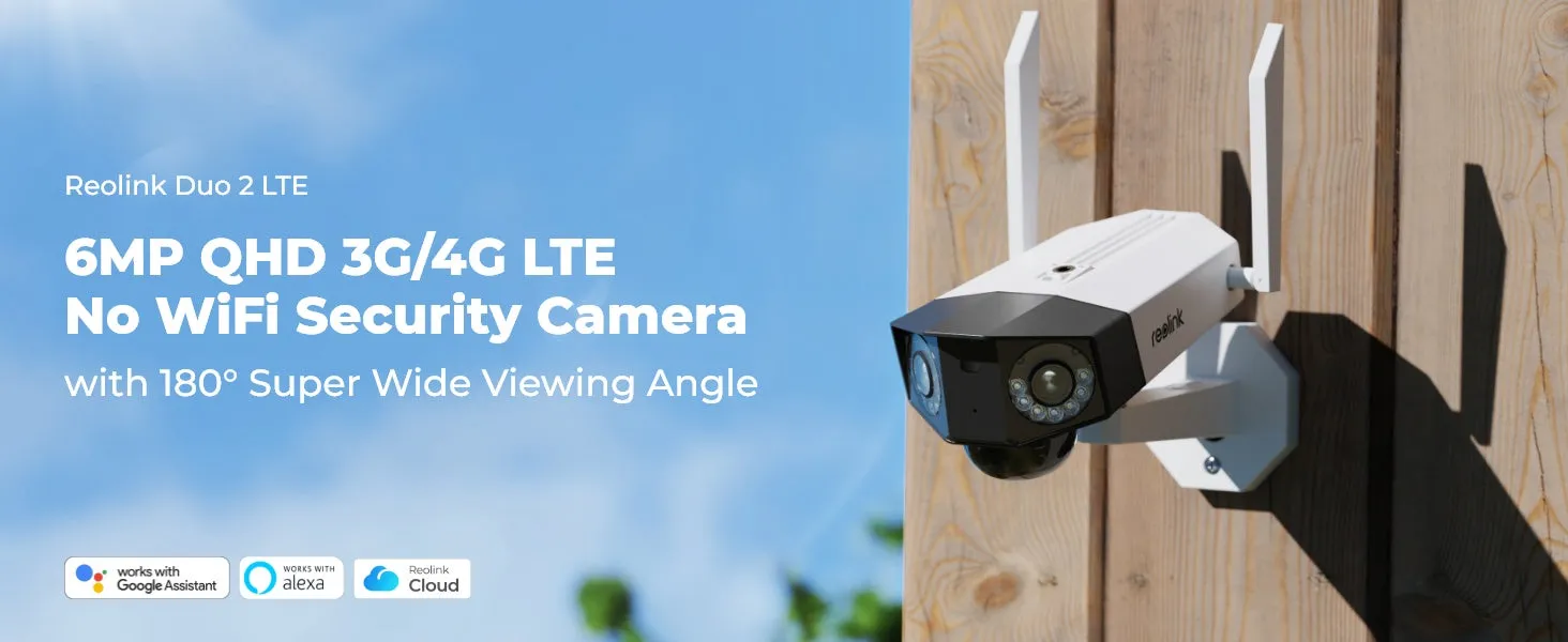 Reolink Duo 2 LTE - 4G Solar Powered 6MP Ultra HD 180° Panoramic Security Camera