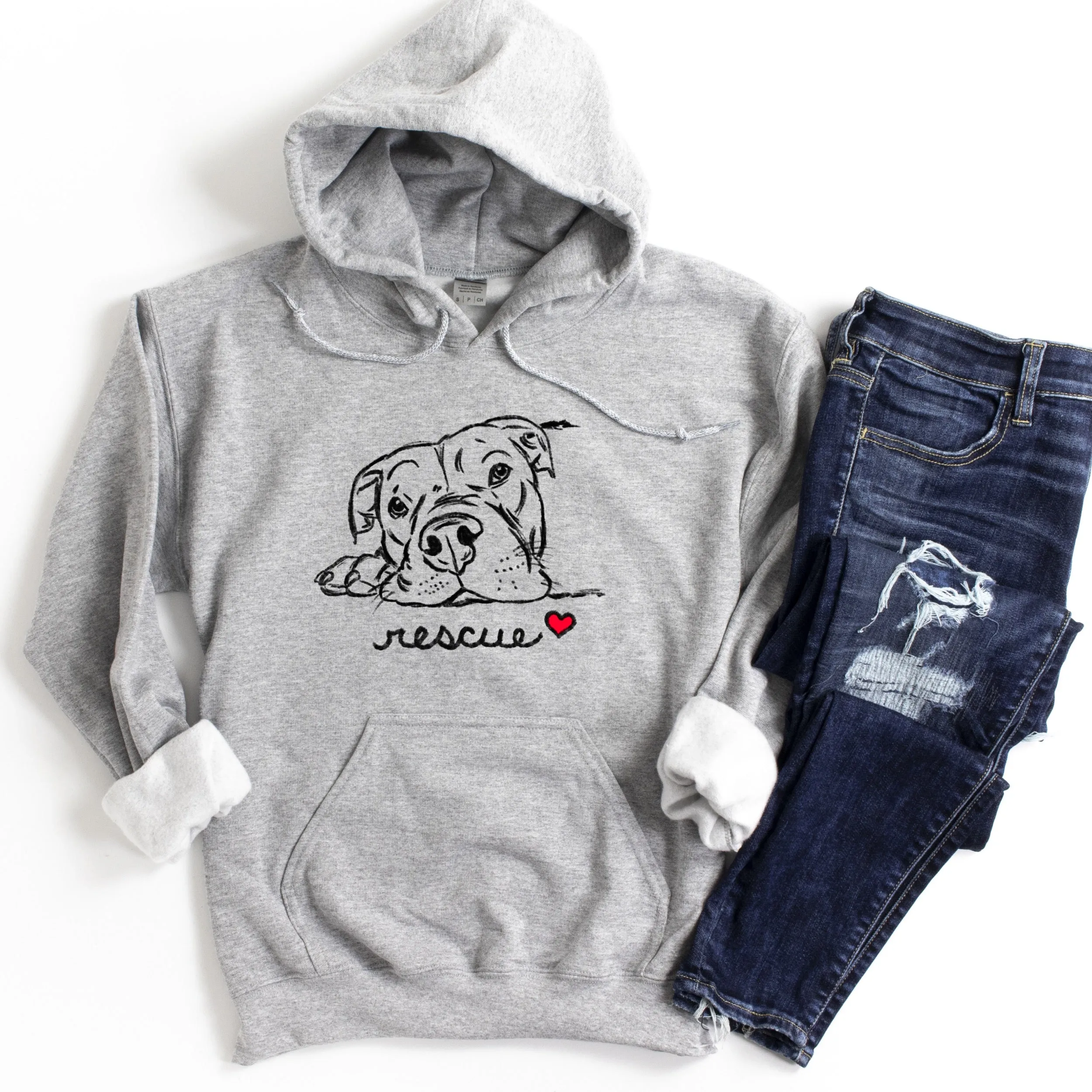 Rescue Pitbull Sketch Hoodie