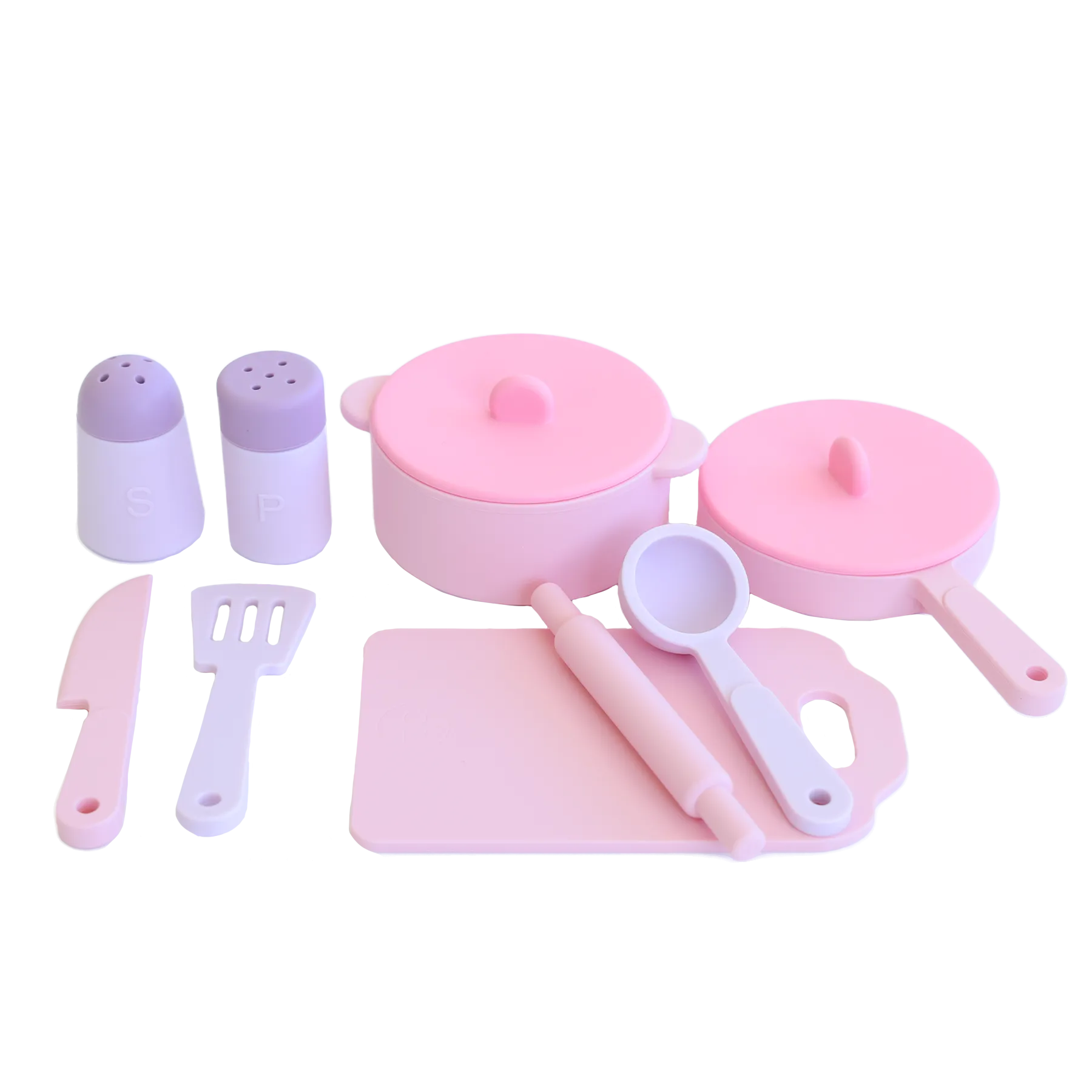 Silicone Play Kitchen Set with Personalized Cutting Board | Bubblegum