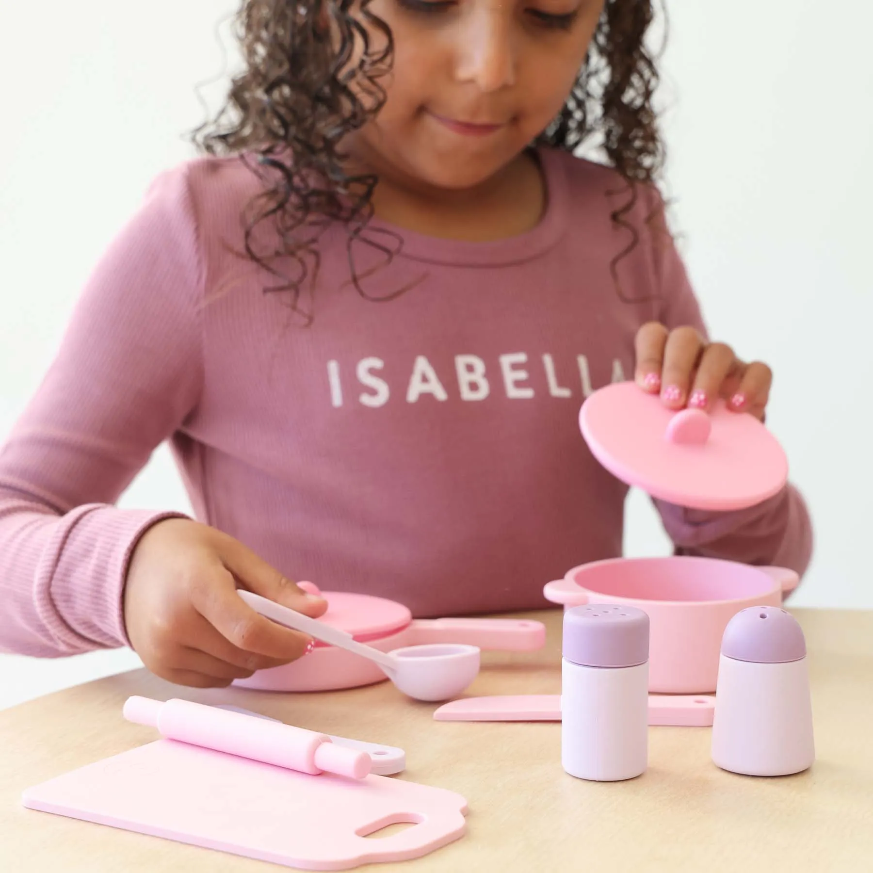 Silicone Play Kitchen Set with Personalized Cutting Board | Bubblegum