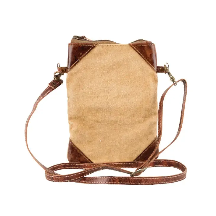 Small Plain Passport Bag With Leather Accents
