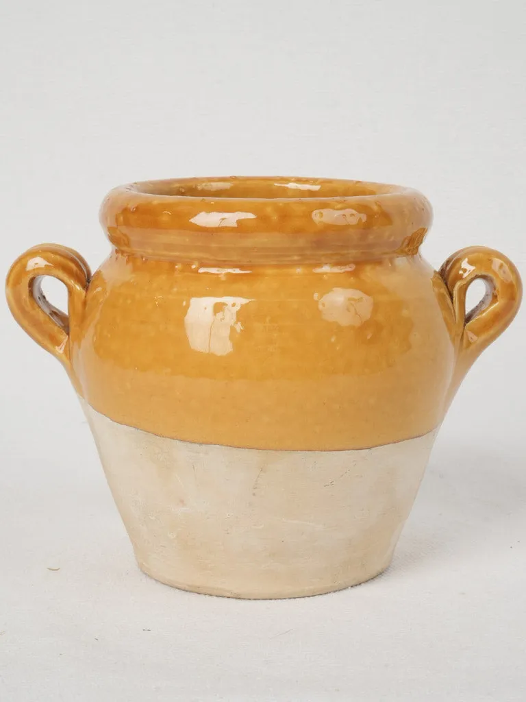 Small vintage French confit pot - ocher 4¾"