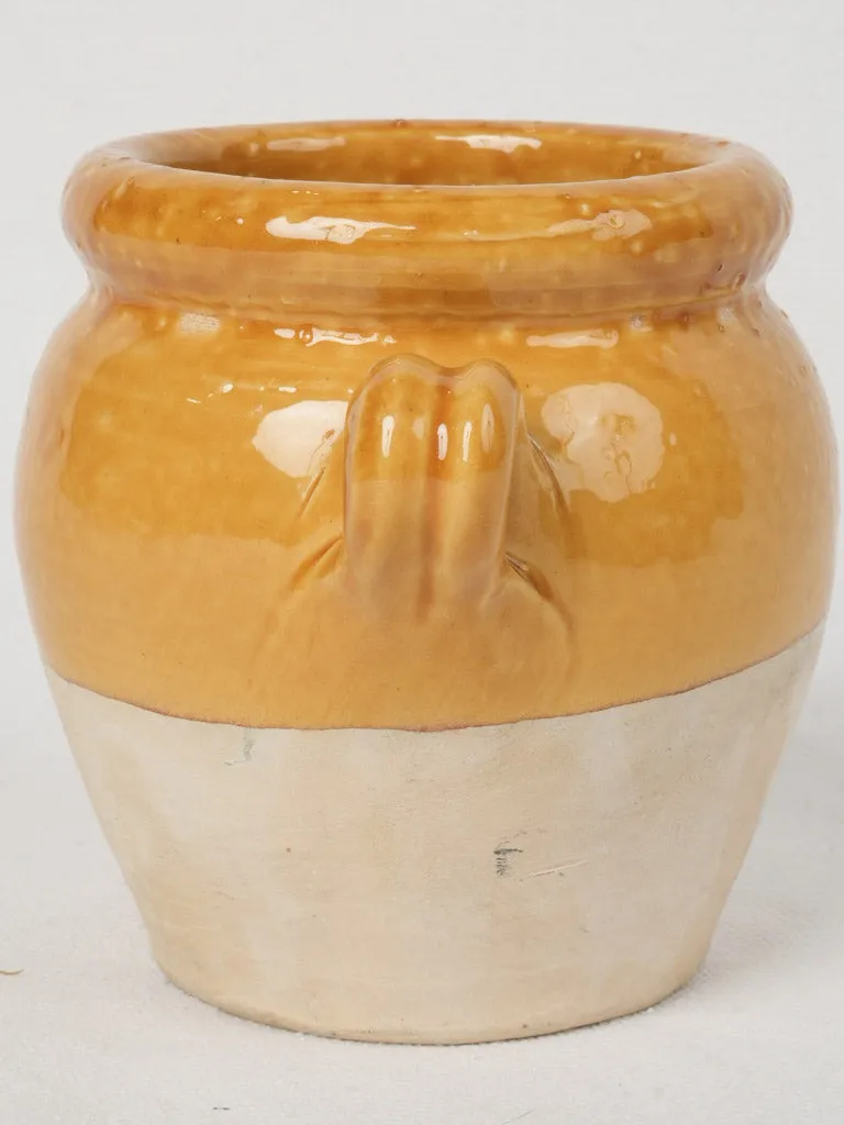 Small vintage French confit pot - ocher 4¾"