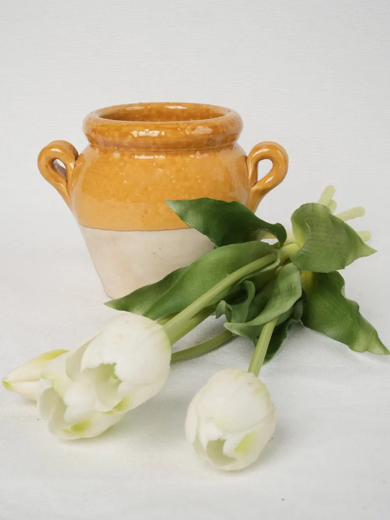 Small vintage French confit pot - ocher 4¾"
