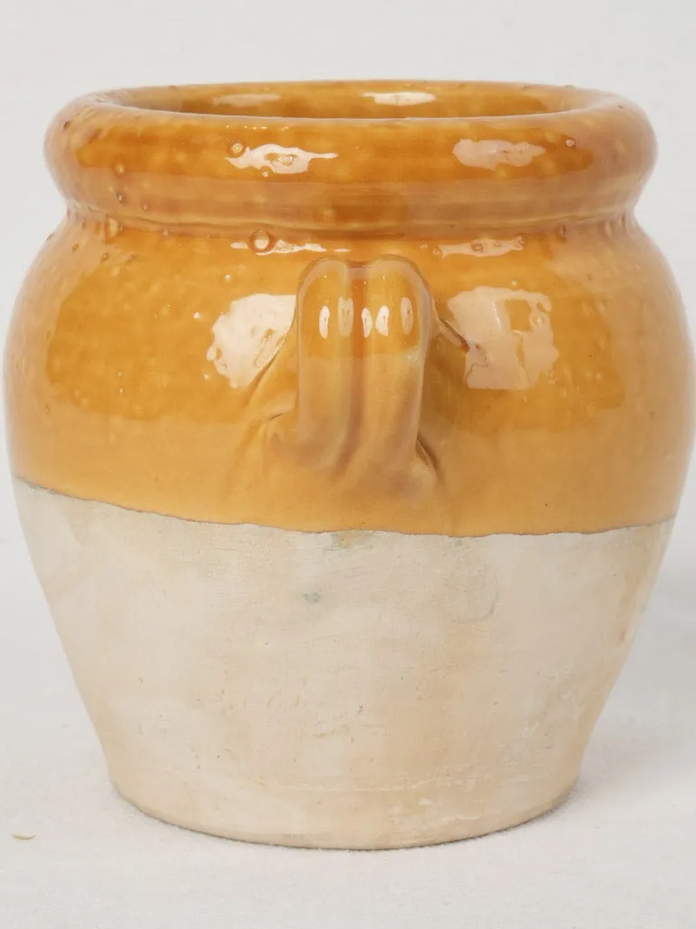 Small vintage French confit pot - ocher 4¾"