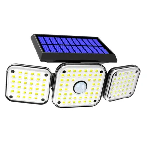 Solar Motion Sensor Lights: 112/138 LED or 132 COB, 3-Head Security Wall Lamp Floodlight