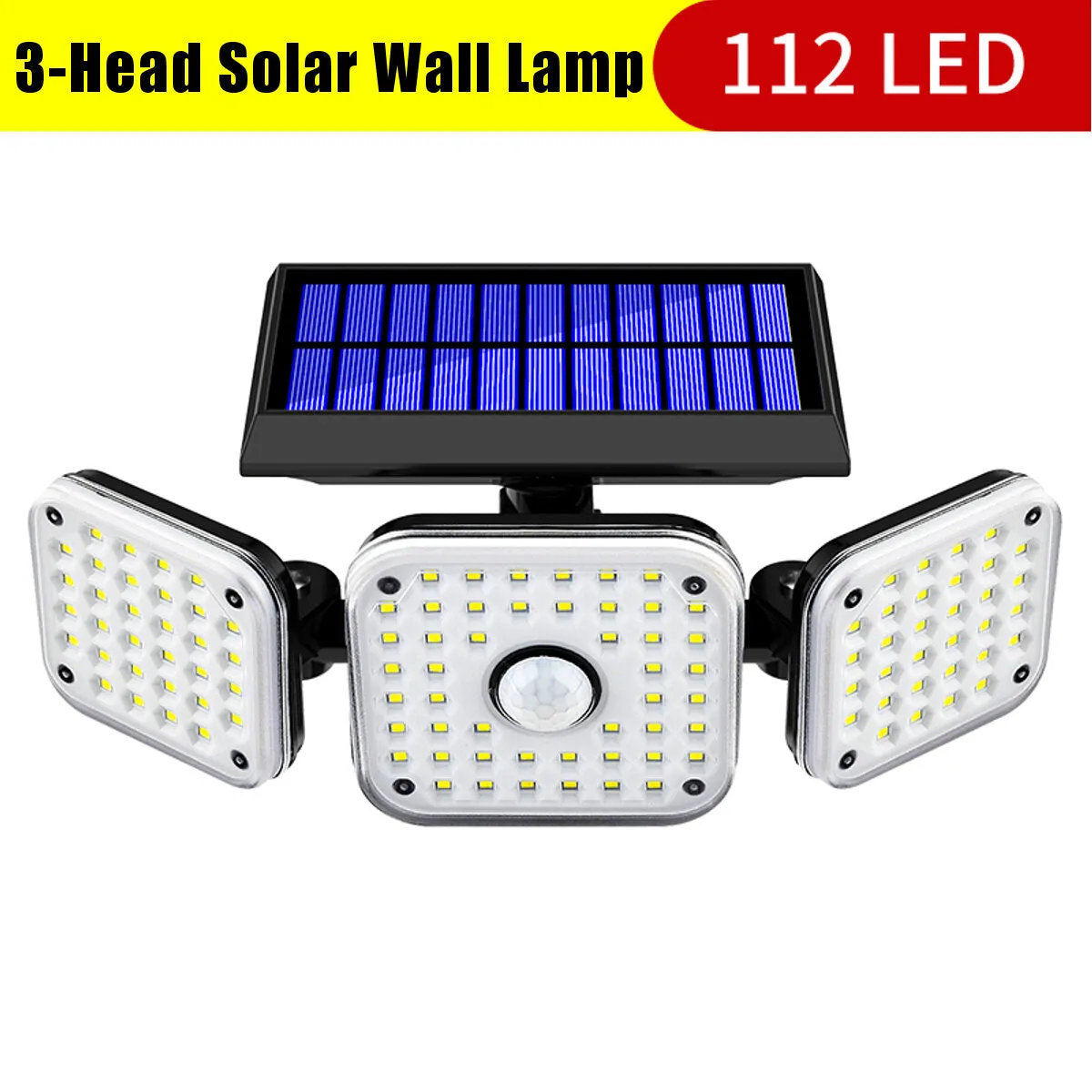 Solar Motion Sensor Lights: 112/138 LED or 132 COB, 3-Head Security Wall Lamp Floodlight