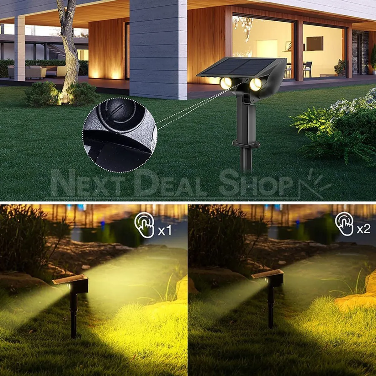 Solar Powered Motion Sensor Dual Spotlights