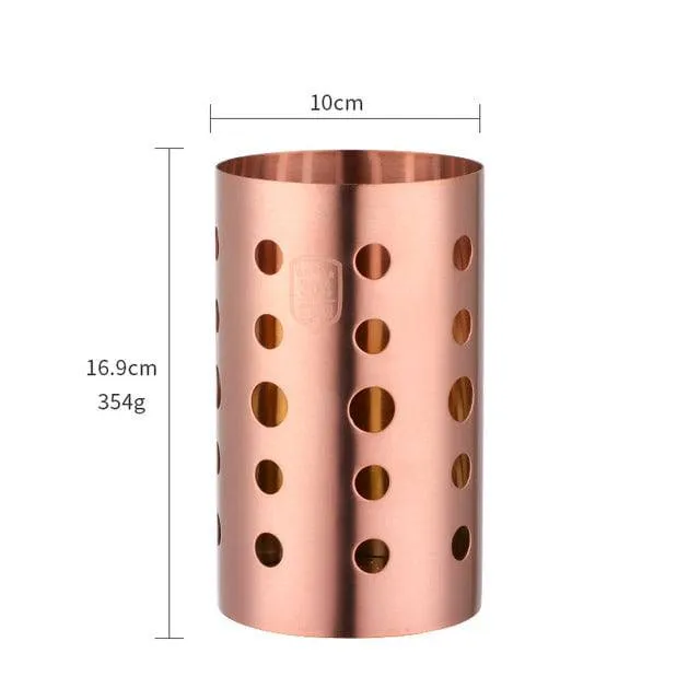 Stainless Steel Kitchen Utensils Chopsticks Tube Soup Ladle Colander Set Gold Cooking Tool Set