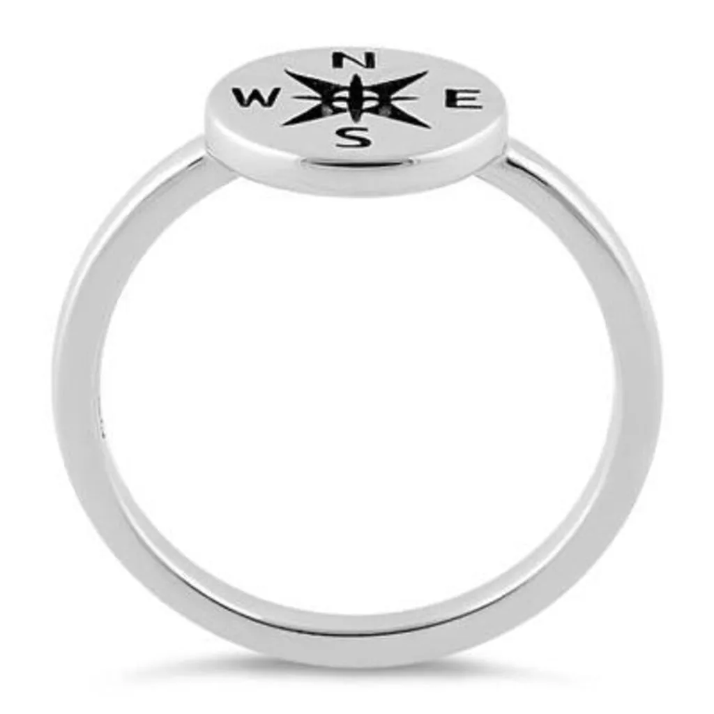 Sterling Silver Compass Ring Boho Casual Jewelry Size 9