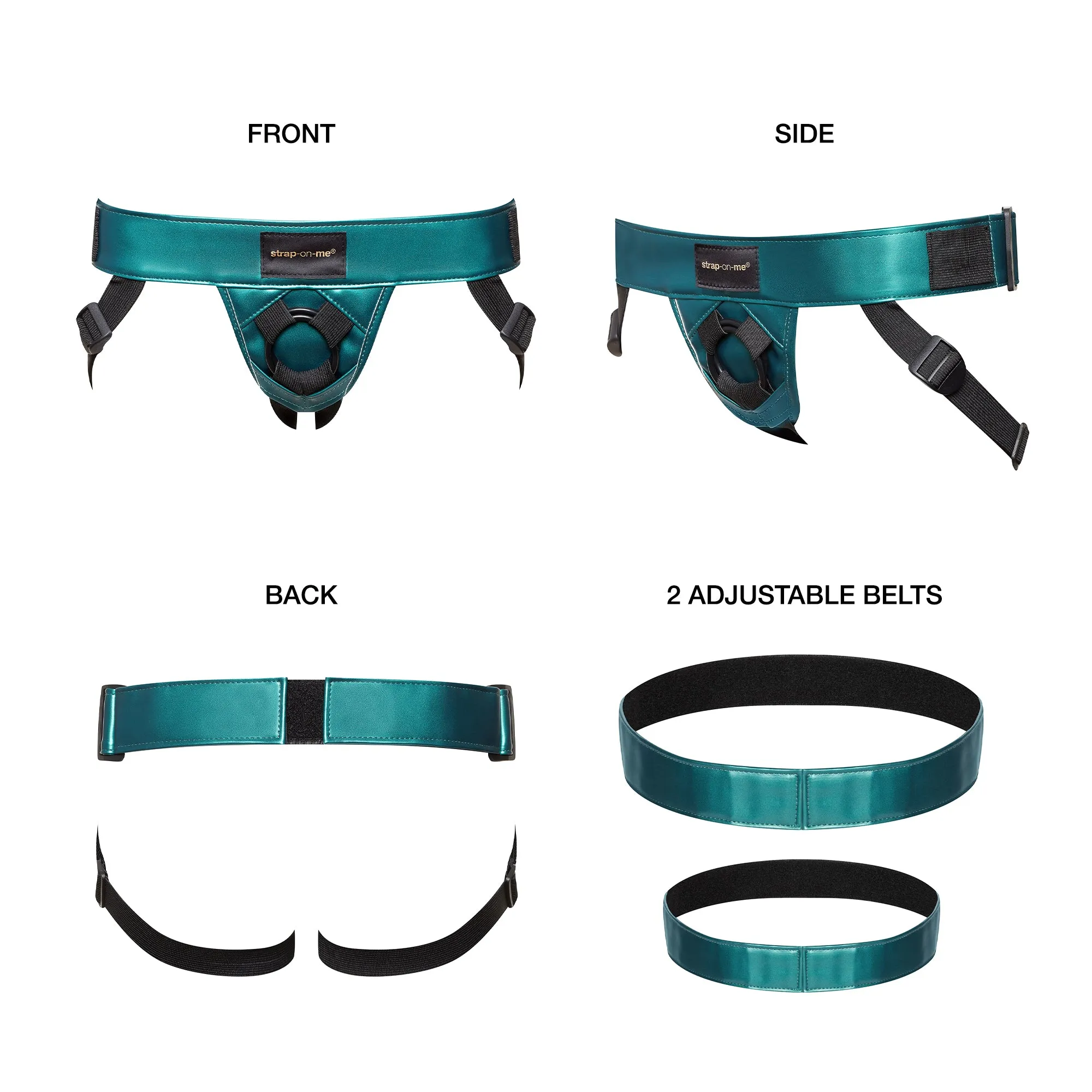 Strap-on-Me Leatherette Curious Harness - Metallic Green