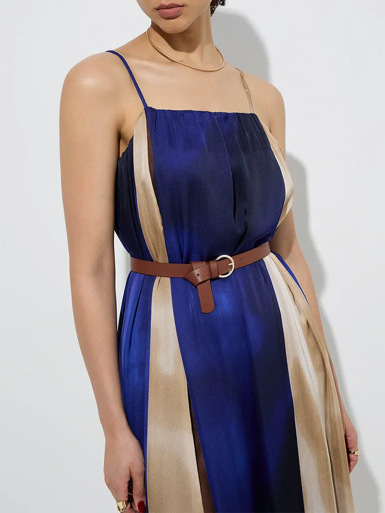 Wardrobe Multicolour Colour-Blocked A-Line Dress with Belt