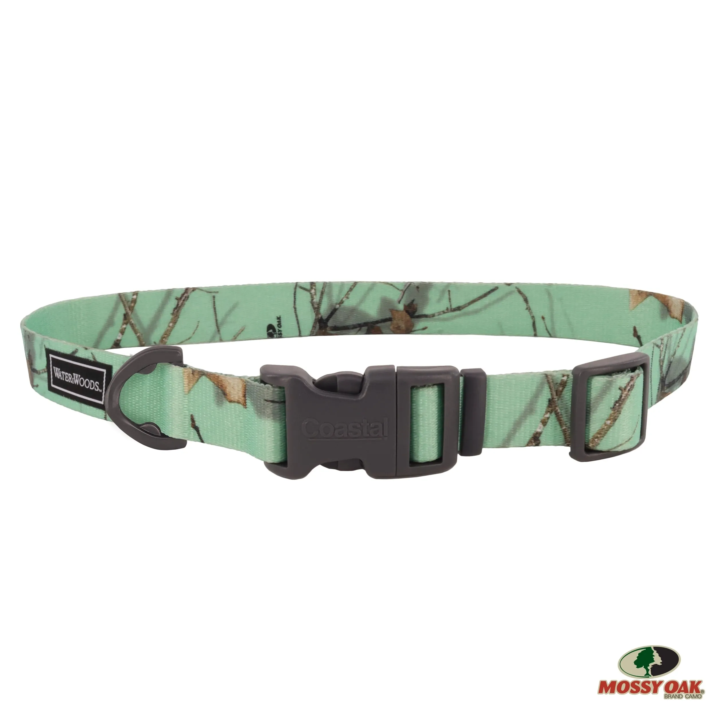 Water & Woods Adjustable Dog Collar, Mossy Oak Mint Camo Large