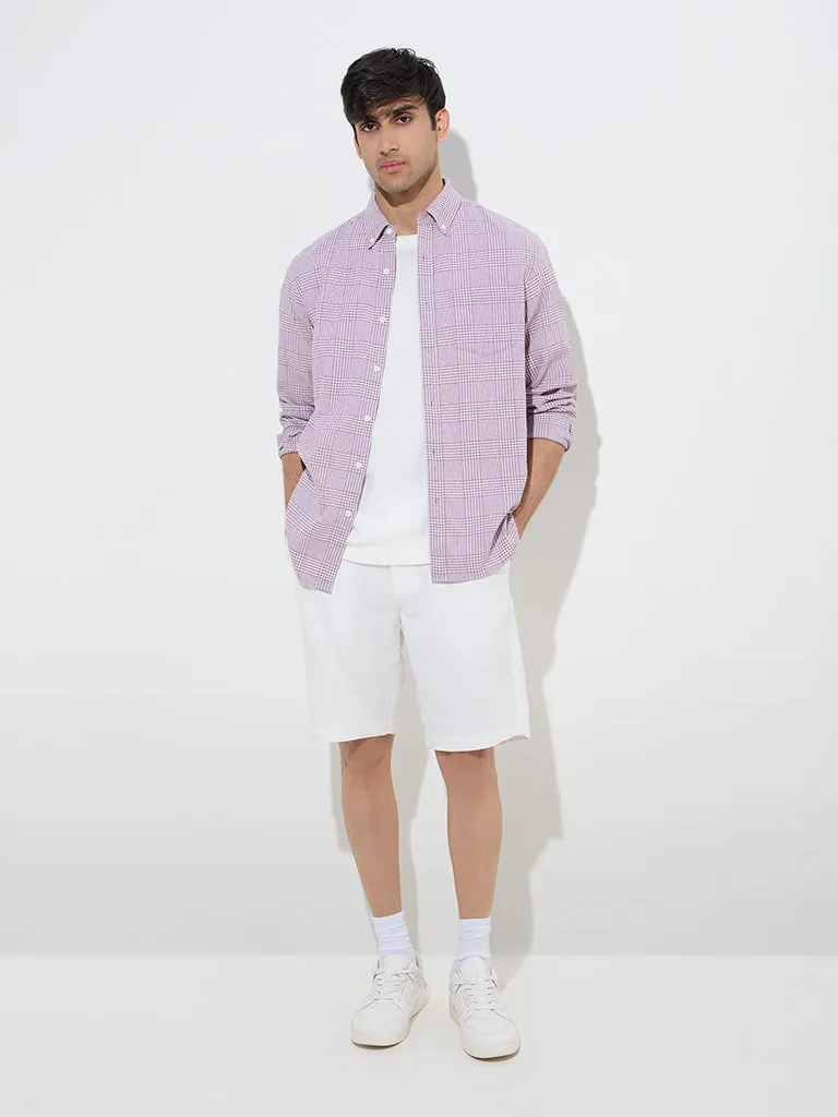 WES Casuals Dusty Pink Relaxed-Fit Cotton-Blend Shirt