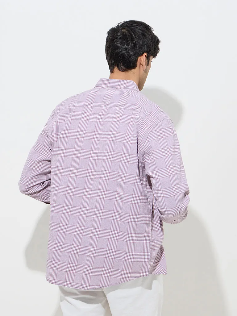 WES Casuals Dusty Pink Relaxed-Fit Cotton-Blend Shirt
